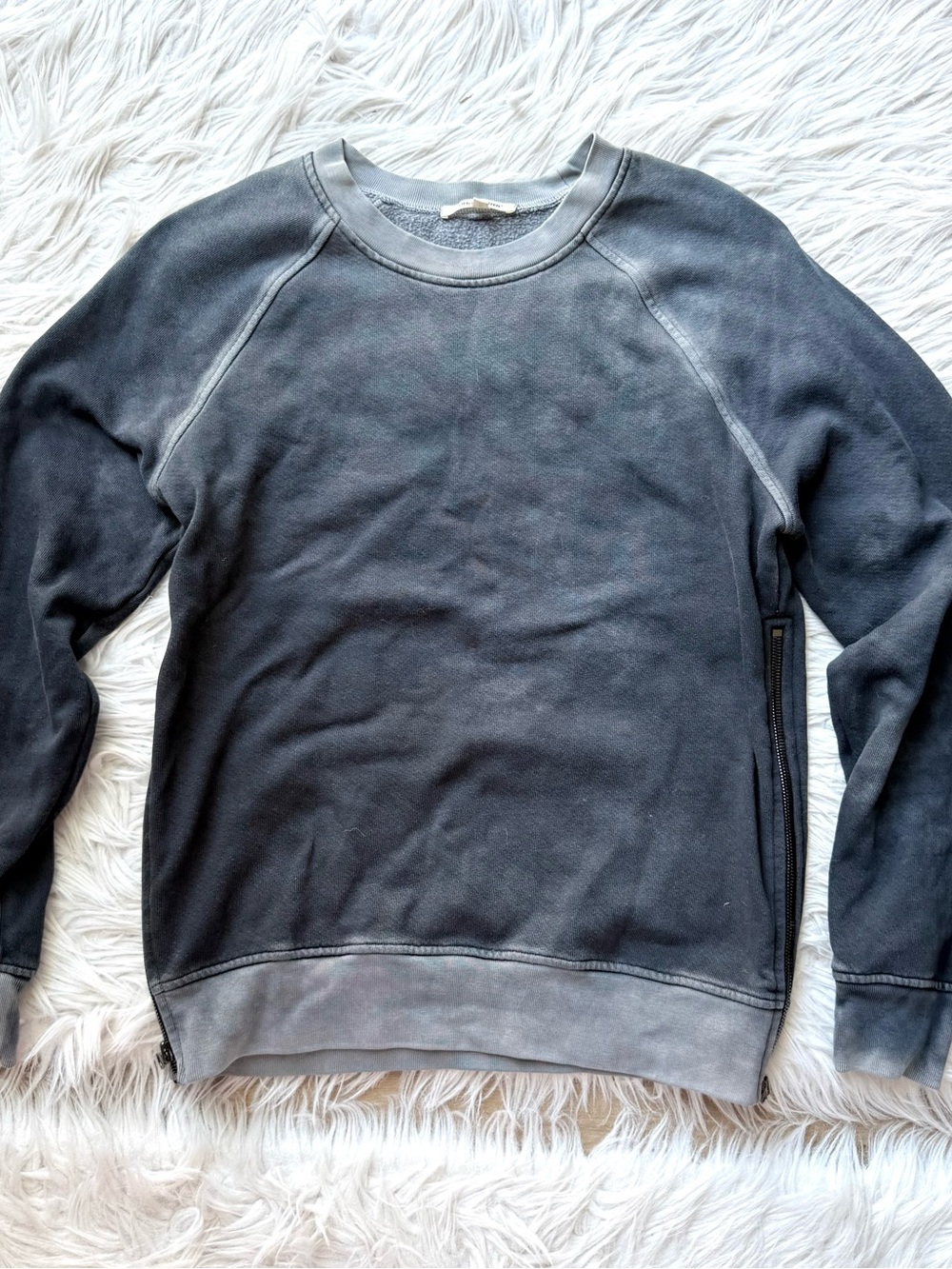 Cotton Citizen Gray Ombre Side Zip Pullover Sweatshirt Small Made in USA Fleece
